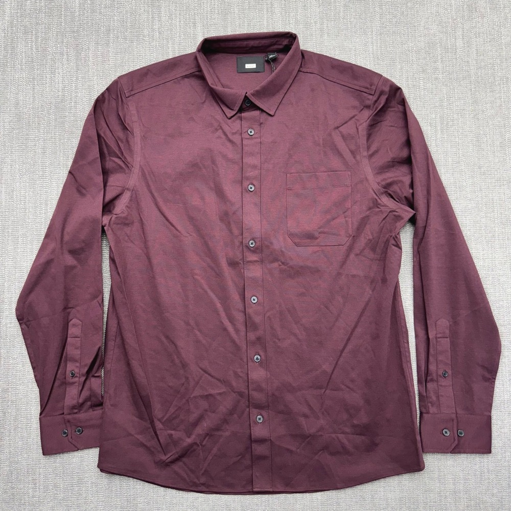 Away The Anywhere Shirt Mens L Wine COOLMAX Travel Button Down NWT